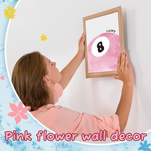 Miniatura 5 de JBZZD - Juego de 3 lienzos de pared de coqueta rosa, juego de 3 pósteres de decoración de pared de cerezo de 8 bolas, para decoración de habitación,