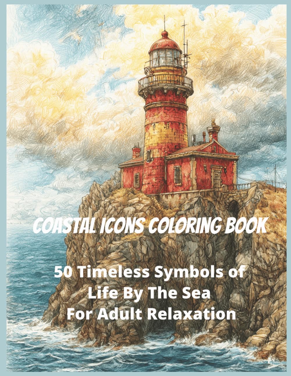 Coastal Icons Coloring Book - 50 Timeless Symbols of Life By The Sea For Adult Relaxation: A Relaxing Adult Grayscale Coloring Book of Lighthouses, ... Seashells, and Beloved Treasures by the Sea