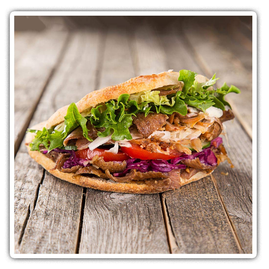 Destination Vinyl Ltd Multi Square Stickers (Set Of 2) 10Cm - Kebab Takeaway Food Turkish Decals For Laptops,Tablets,Luggage,Scrap Booking,Fridges, 15849