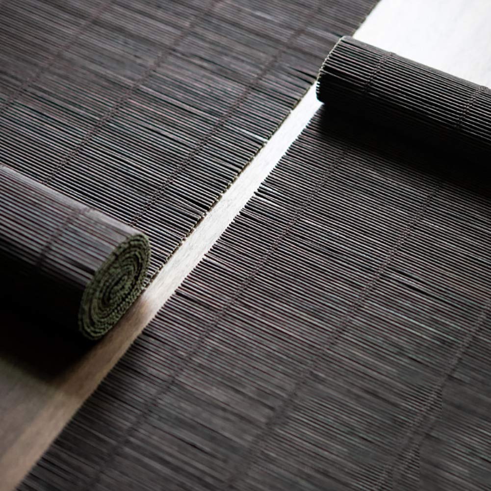 Chemin de Table en Bambou Naturel, Bambou rétro-Tapis de thé/café tissé de Couleur carbonisée-décor de cérémonie du thé for Salon de thé(40x180cm)
