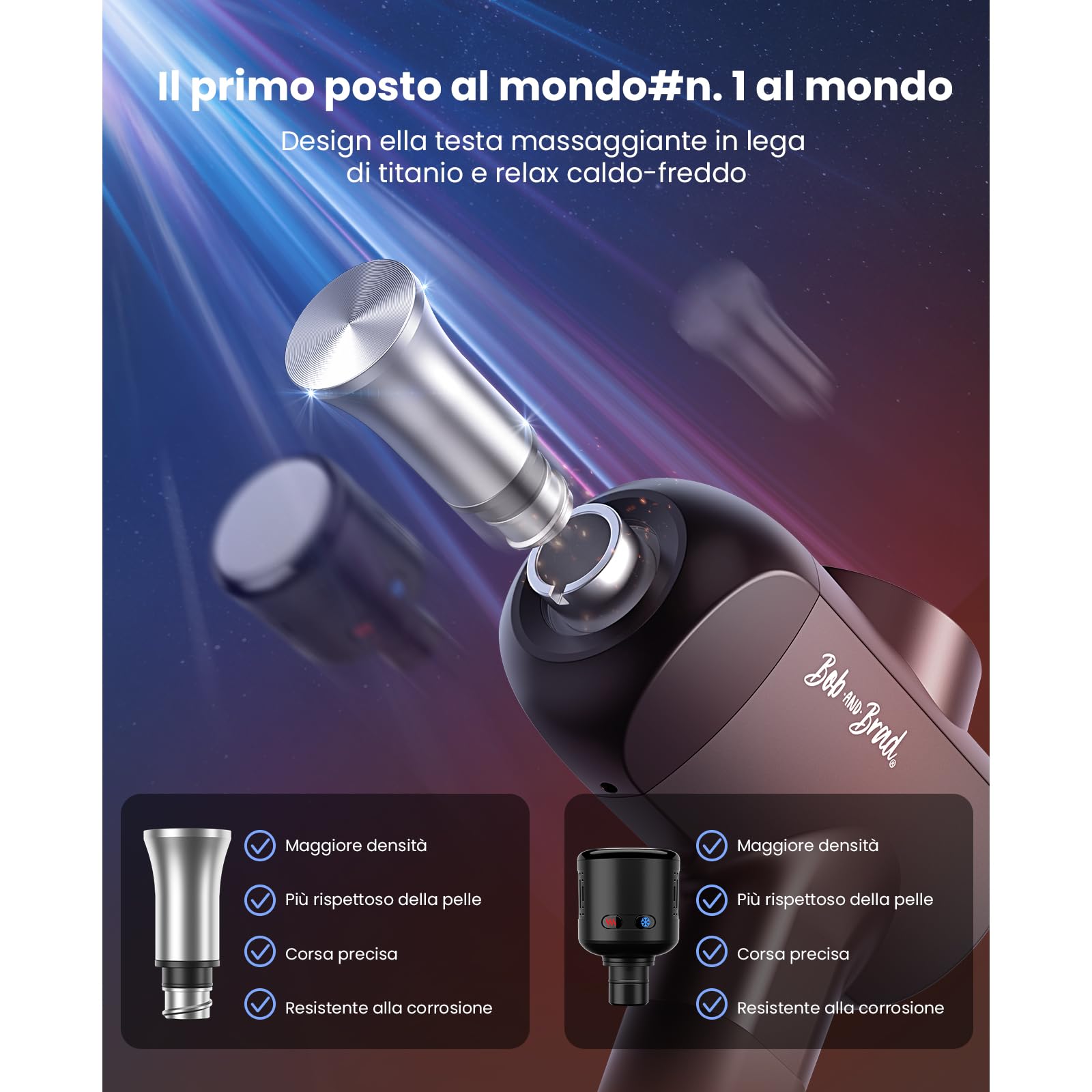 Bob and Brad X6 Pro Max Pistola Massaggio Muscolare con Testa Massaggiante Metallo e Caldo Freddo, Pistola Massaggiante, Elettrico Massaggiatore per Massaggio del Corpo Spalla Schiena