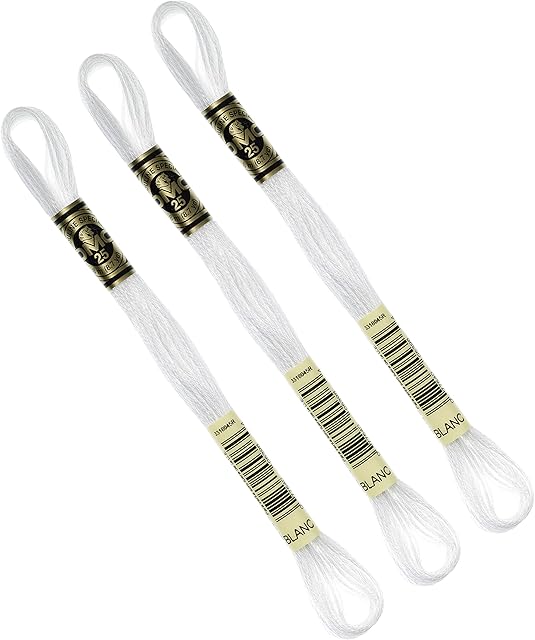 3 x DMC Threads/Skeins Mouline Stranded Cotton Cross Stitch 8 Metres - Blanc