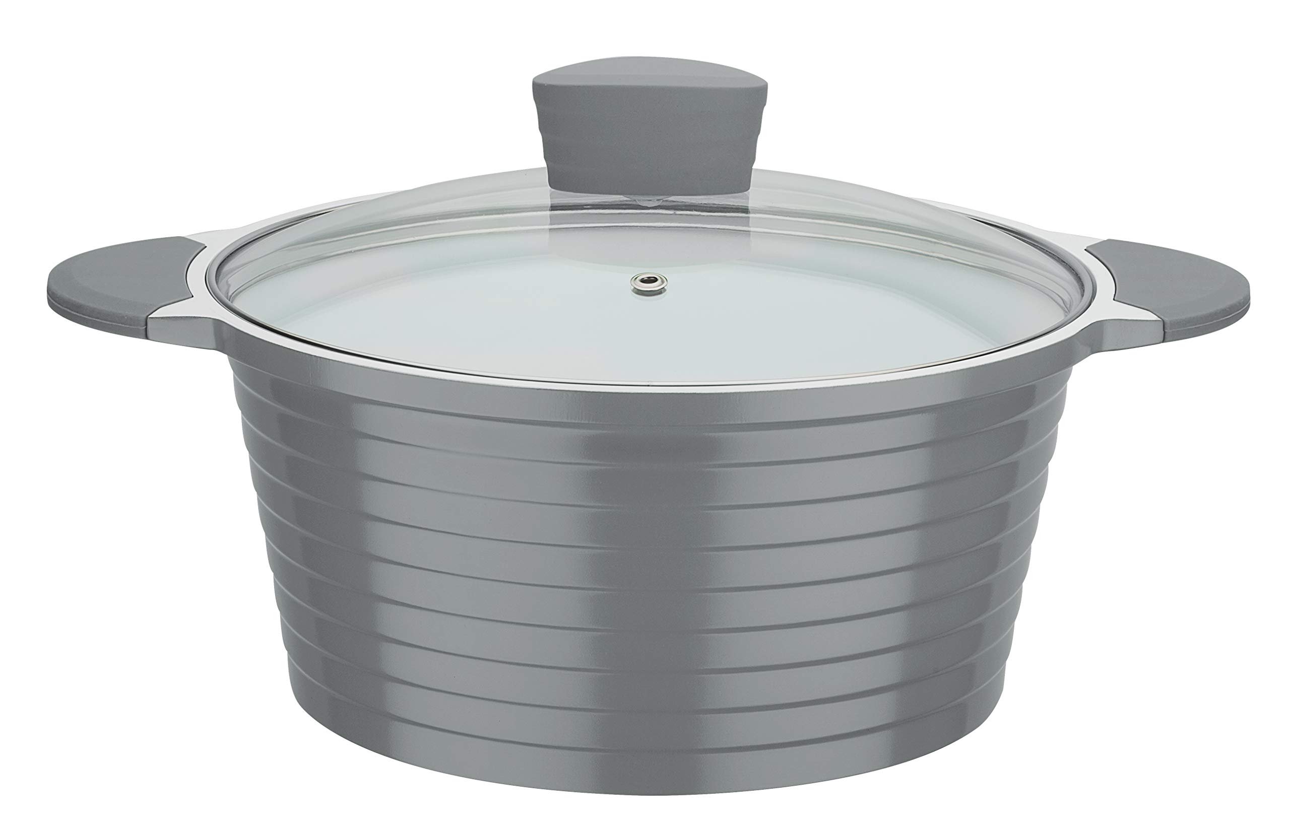 GSW Stahlwaren GmbH Kochtopf mit Glas Deckel, grau/transparent, 28 x 13,5 cm, 6,8 Liter Küche, Haushalt & Wohnen