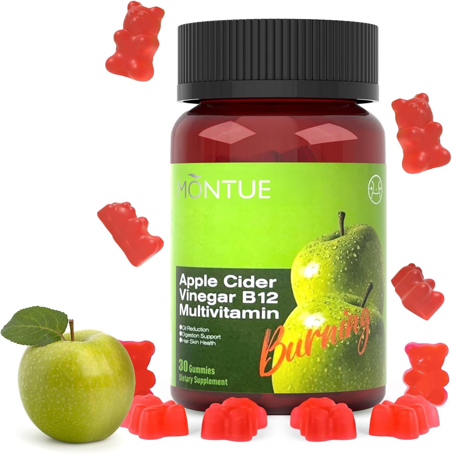 Montue NEWELLME Apple Cider Vinegar Gummies B12 Multivitamin,ACV Supplement Gummy Vitamins,Vegetarian Supplement for Women & Men,Non GMO,Support Normal Energy Levels & Gut Health 90 Gummies (90)