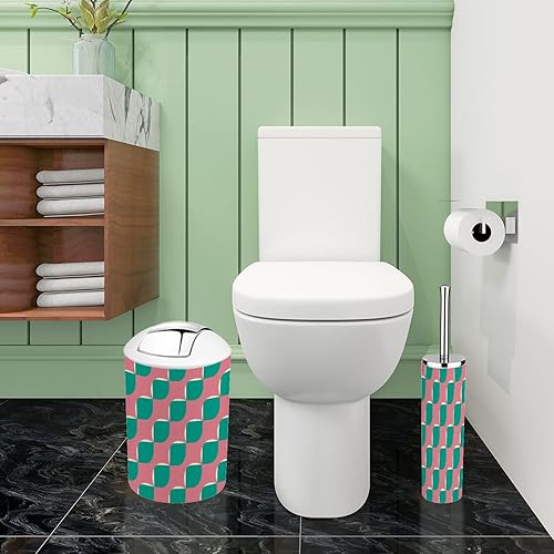 Miniatura 5 de Bathroom Accessory Set 6 Piece Boho Christmas Retro Green Pink Red Beige Xmas Design 60s 70s Retro Trash Can, Toothbrush Holder, Soap Dispenser,