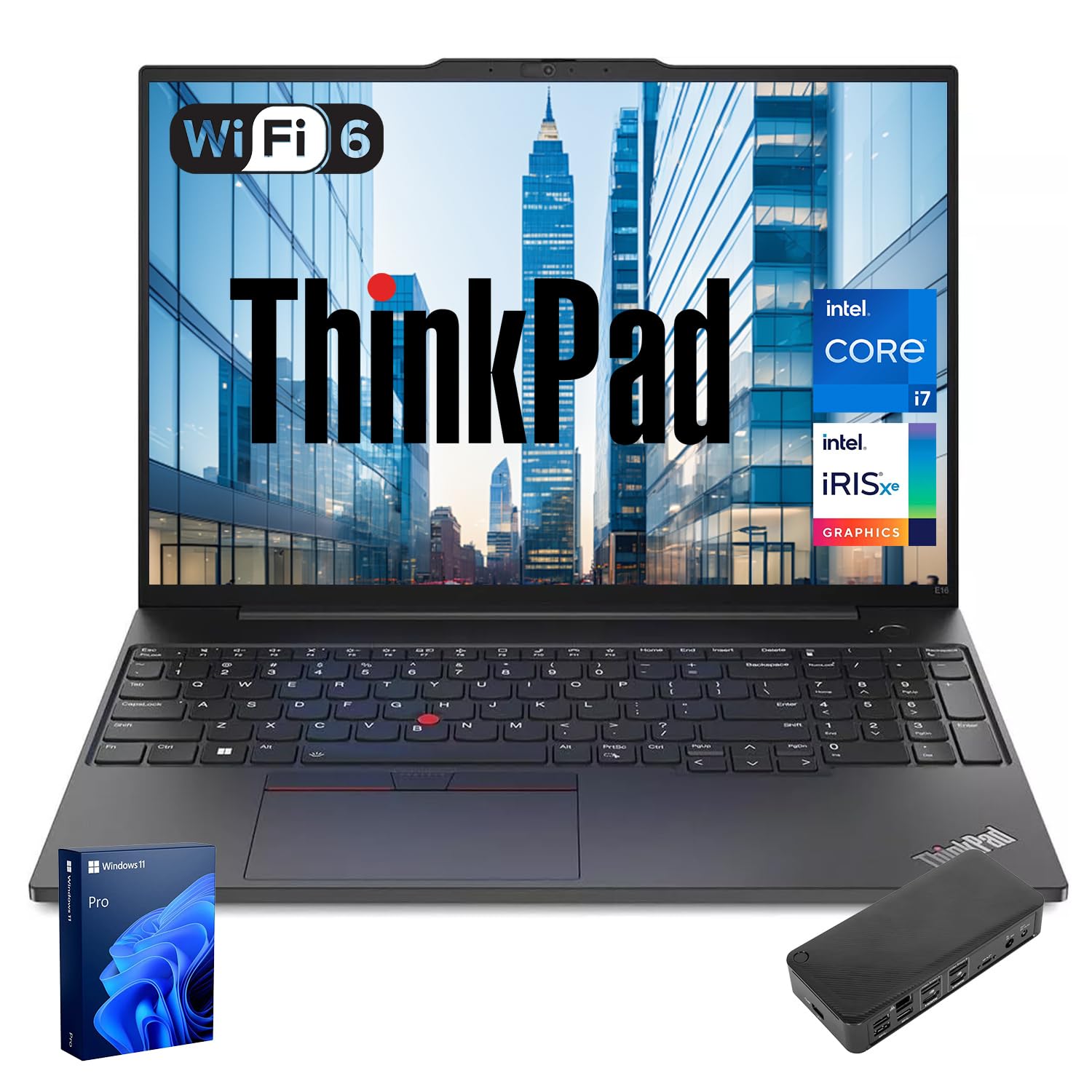 Lenovo ThinkPad E16 Business Laptop, 16" FHD+ Touchscreen, Intel Core i7-1355U, 40GB RAM, 1TB SSD, Fingerprint, Backlit, HDMI, Wi-Fi 6, Windows 11 Pro, Bundle with Targus USB-C 100W Docking Station