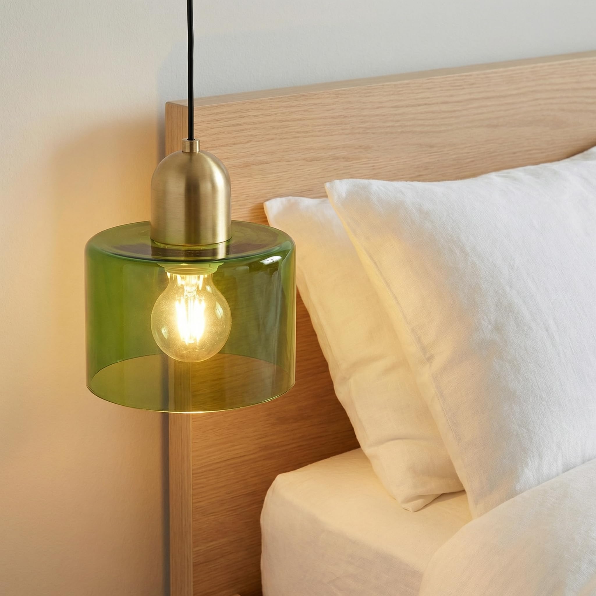 Mini Lampadario in Vetro, Lampada a Sospensione Moderna Retro E27 in Metallo Oro per Sala da Pranzo,Soggiorno,Cucina e Camera da Letto (Verde)