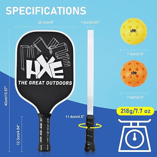 Miniatura 2 de HXE Juego de palas de pickleball de fibra de carbono con fuerte potencia y giro, raquetas ligeras termoformadas con núcleo de panal de polipropileno