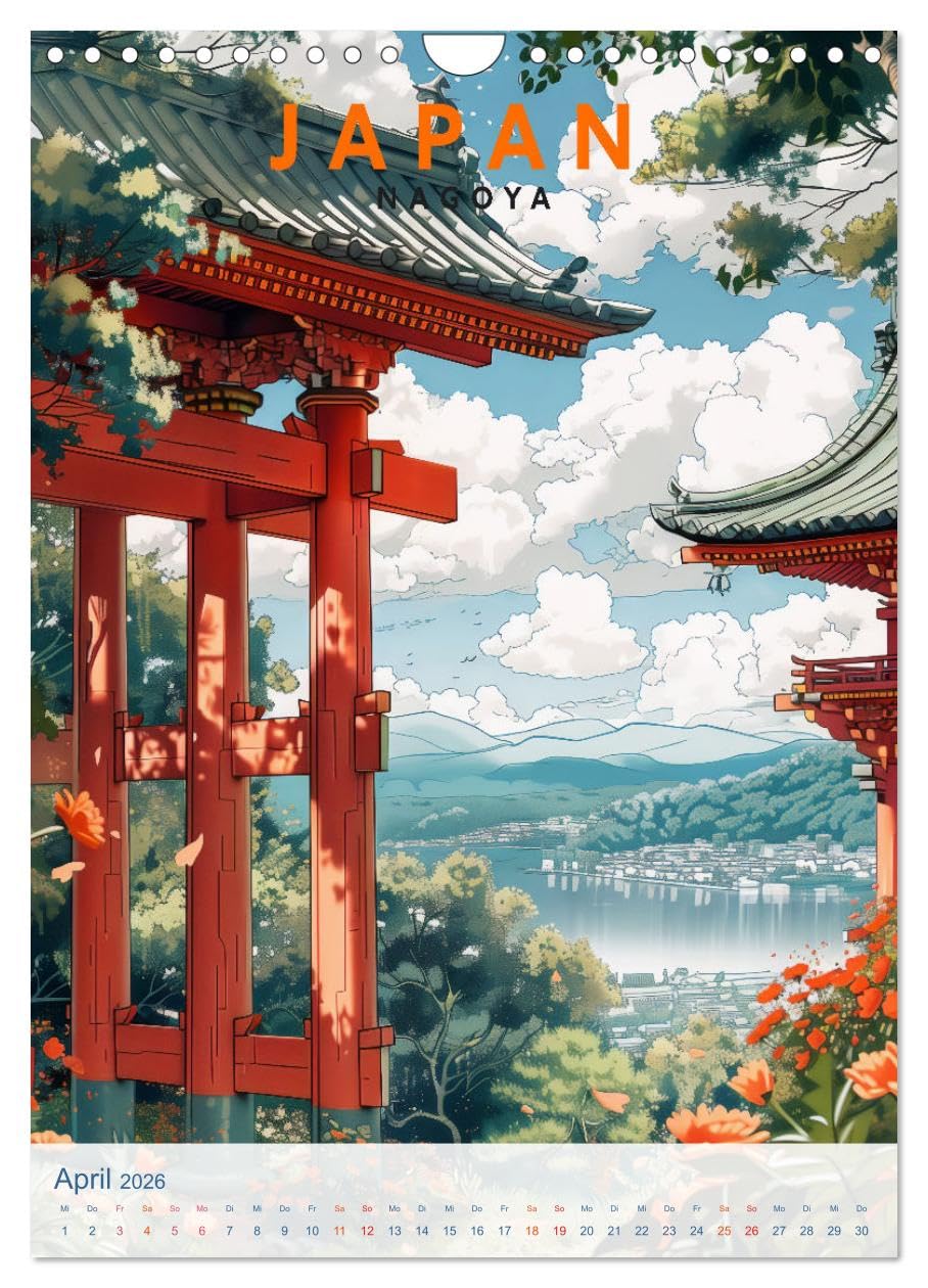 Japan - Old School Poster Style (Wandkalender 2026 DIN A4 hoch), CALVENDO Monatskalender: Eine Sammlung von Poster über Japan in Old School Style (CALVENDO Orte)
