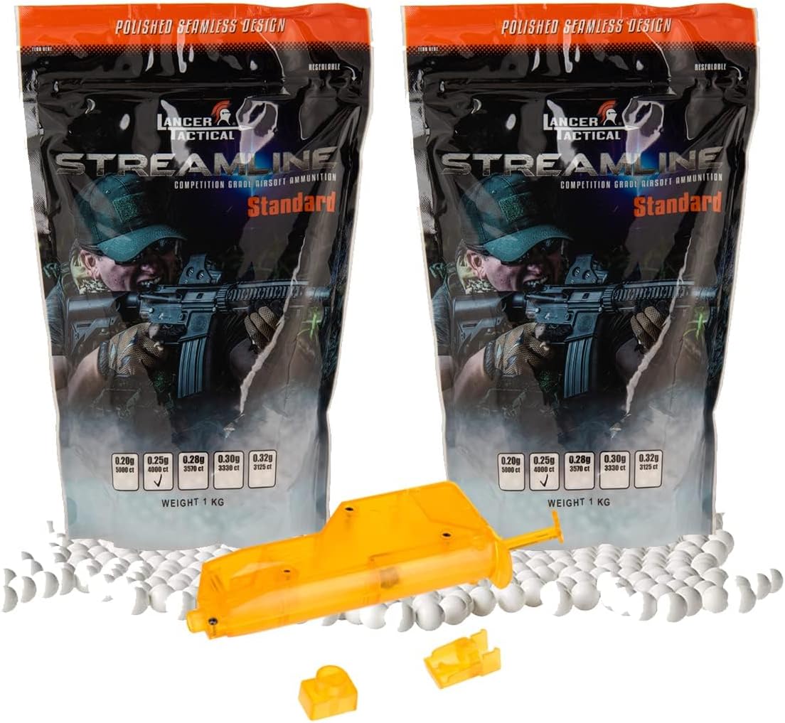 Lancer Tactical Airsoft BBS .25g 8000 Rounds Competition Grade BB Pellet, 0.25 Gram 6mm for Airsoft Guns Ammo