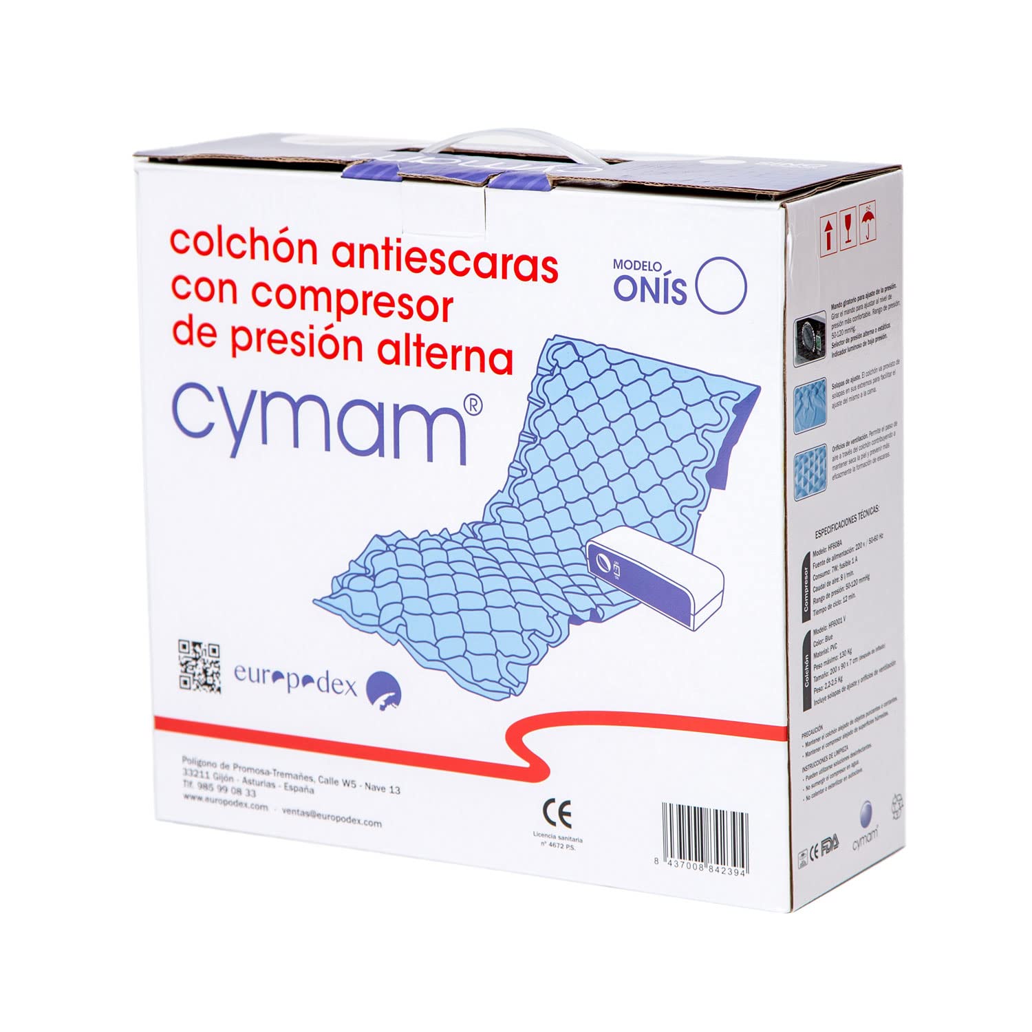 Colchón Antiescaras para Úlceras por Presión Grado I - Presión Alterna o Estática con Compresor - Zona Sacra Ventilada con Orificios de Transpiración