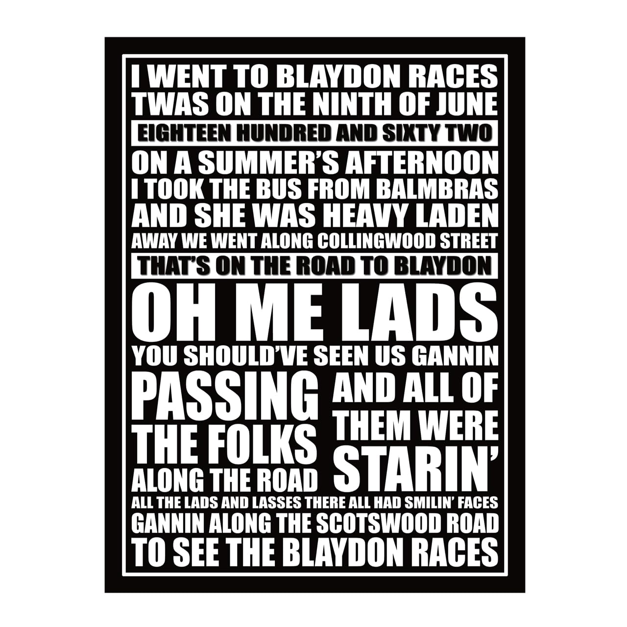Metal Sign Plaque Print Poster Newcastle Blaydon Races Song Lyrics Fan Chant Football Gift Dad Man Cave Shed Home Bar Ref7055 (8x6 inches (Approx) 20cmx15cm)