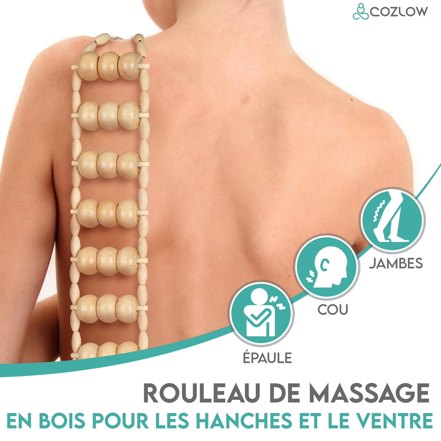 Outils de massage thérapeutique au bois 6 en 1 – Kit de maderoterapia professionnel pour la mise en forme et la sculpture du corps – Bâton de rouleau de massage pour drainage lymphatique – par Cozlow