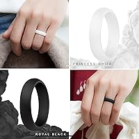 Vista 4 de ThunderFit Anillo de boda de silicona, para mujer, 0.22 pulgadas de ancho, 0.08pulgadas de grosor