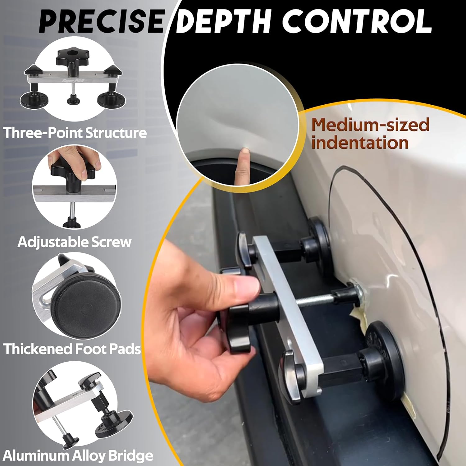 Super PDR Paintless Dent Repair Kit, Dent Puller Kit, Car Dent Removal Tools with Dent Lifter, Bridge Puller, Slide Hammer 2 in 1 T-Type Slide Hammer for Repair Door Ding, Creases and Hail Damage