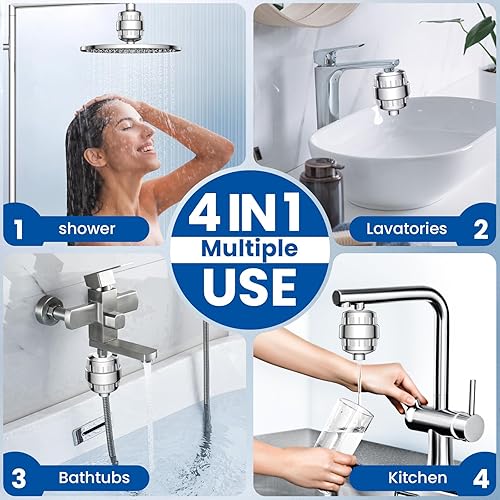 Miniatura 5 de VOXON Filtro de ducha de 36 etapas, 99.99% de eliminación para cloro, fluoruro, metales pesados, filtro de cabezal de ducha para agua dura, reduce