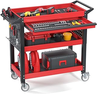 16 Tool Organization Ideas for Garage Storage 17 3 Tier Tool Cart on Wheels, Heavy Duty Metal Rolling with Drawers and Pe...