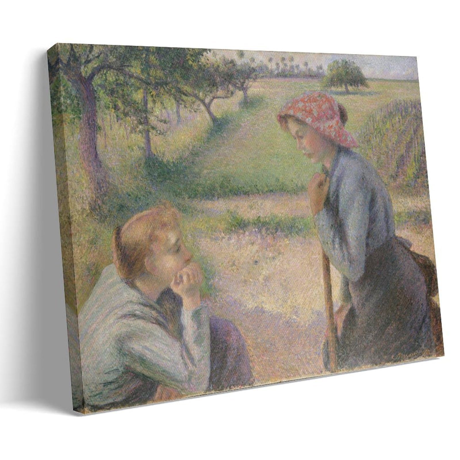 Camille Pissarro - Póster de dos jóvenes campesinas para pared, impresiones fotográficas, pinturas para decoración del hogar, 40,6 x 61 cm