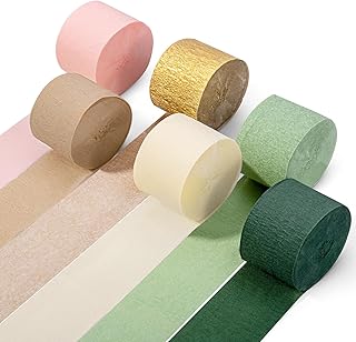 Wedding Party Decorations, 6 Rolls Sage Green Crepe Paper Streamers or Green Boho Wedding, Bridal Shower, Bachelorette, Woodland Party Supplies Decor