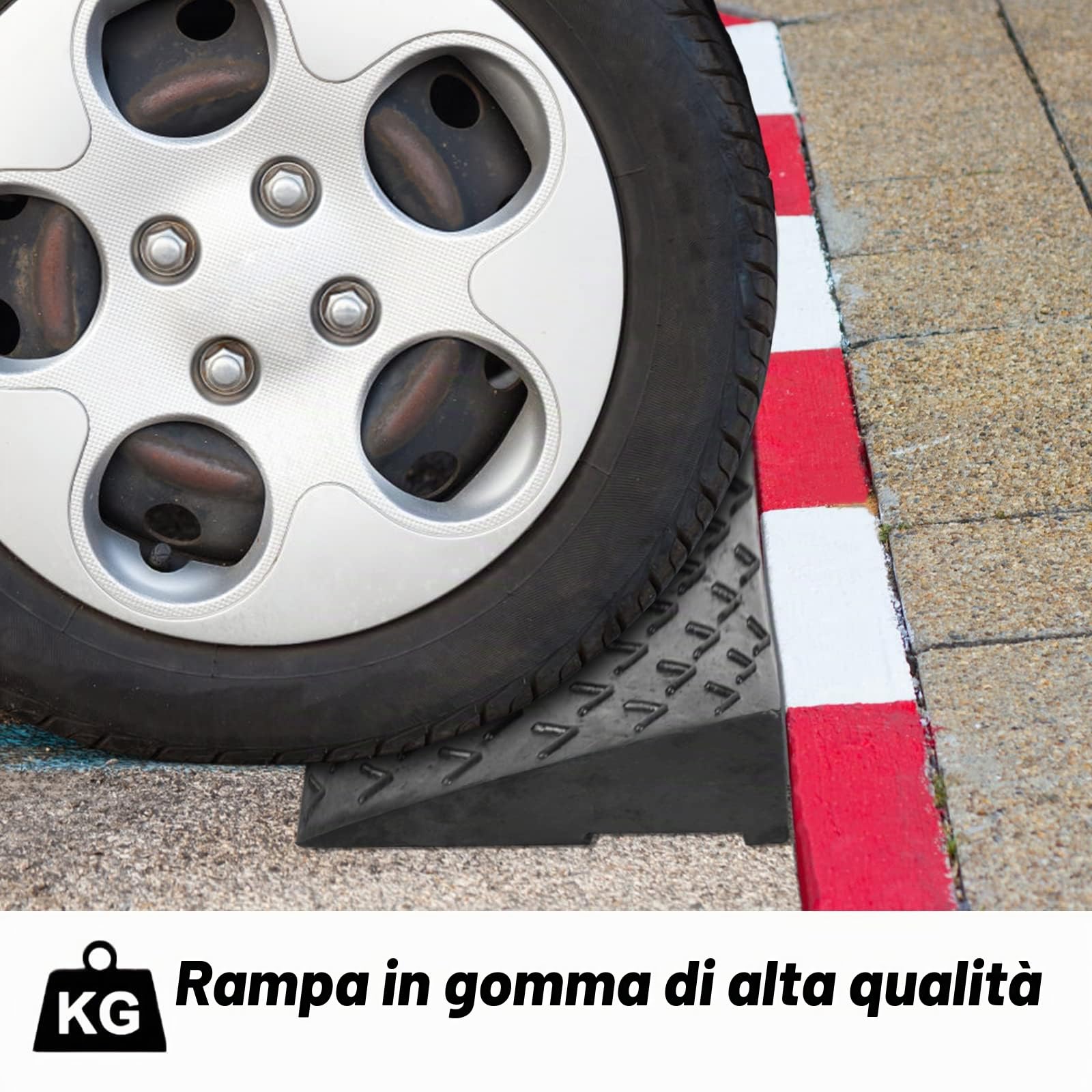 YRHome 2 rampe per marciapiede in gomma, altezza 10,5 cm, per sedia a rotelle, portatile, in plastica, per deambulatore, moto, auto