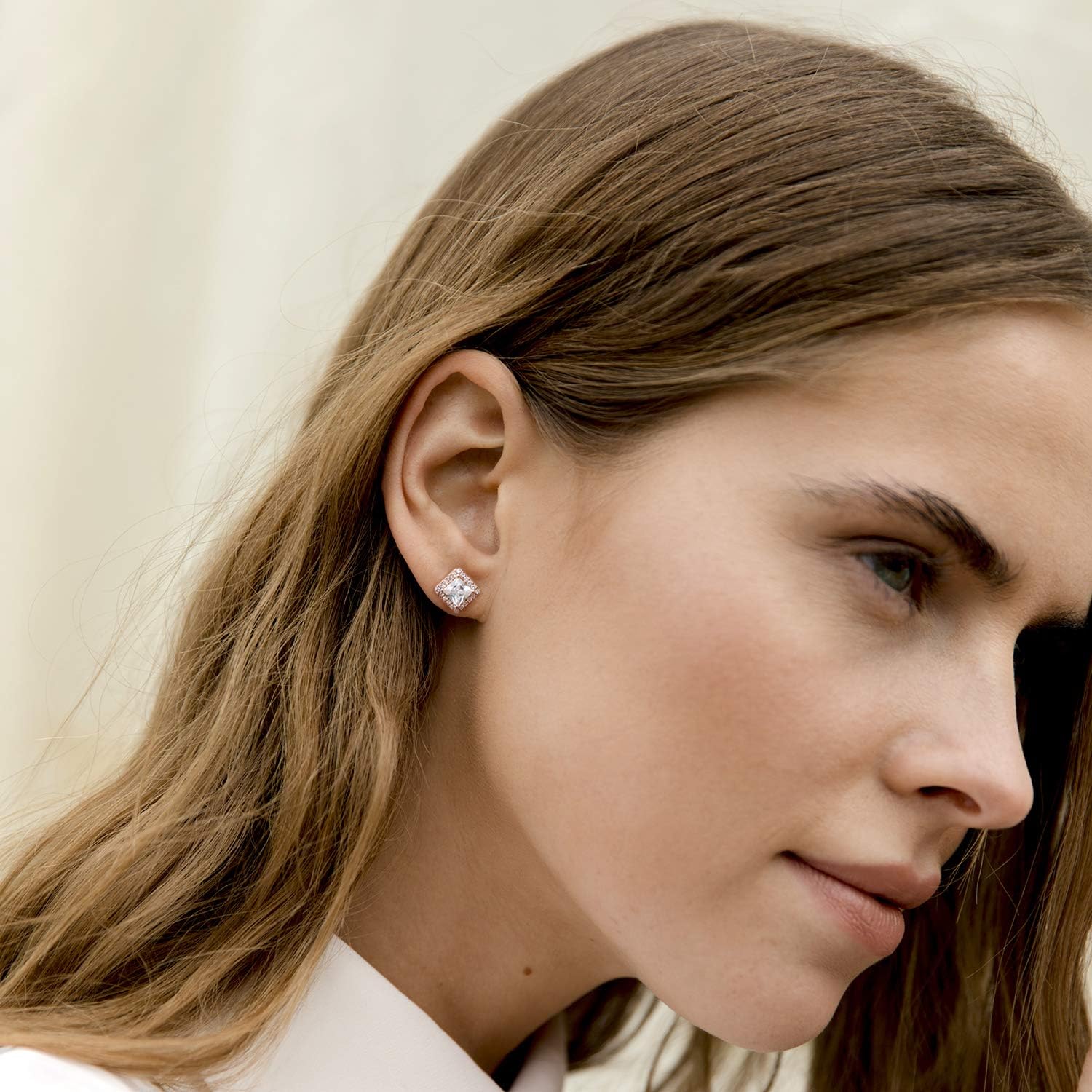 PAVOI 14K Gold Plated 925 Sterling Silver Post Brilliant Round Faux Diamond Halo Earrings - Premium Cubic Zirconia in Rose, White, and Yellow Gold - Image 2