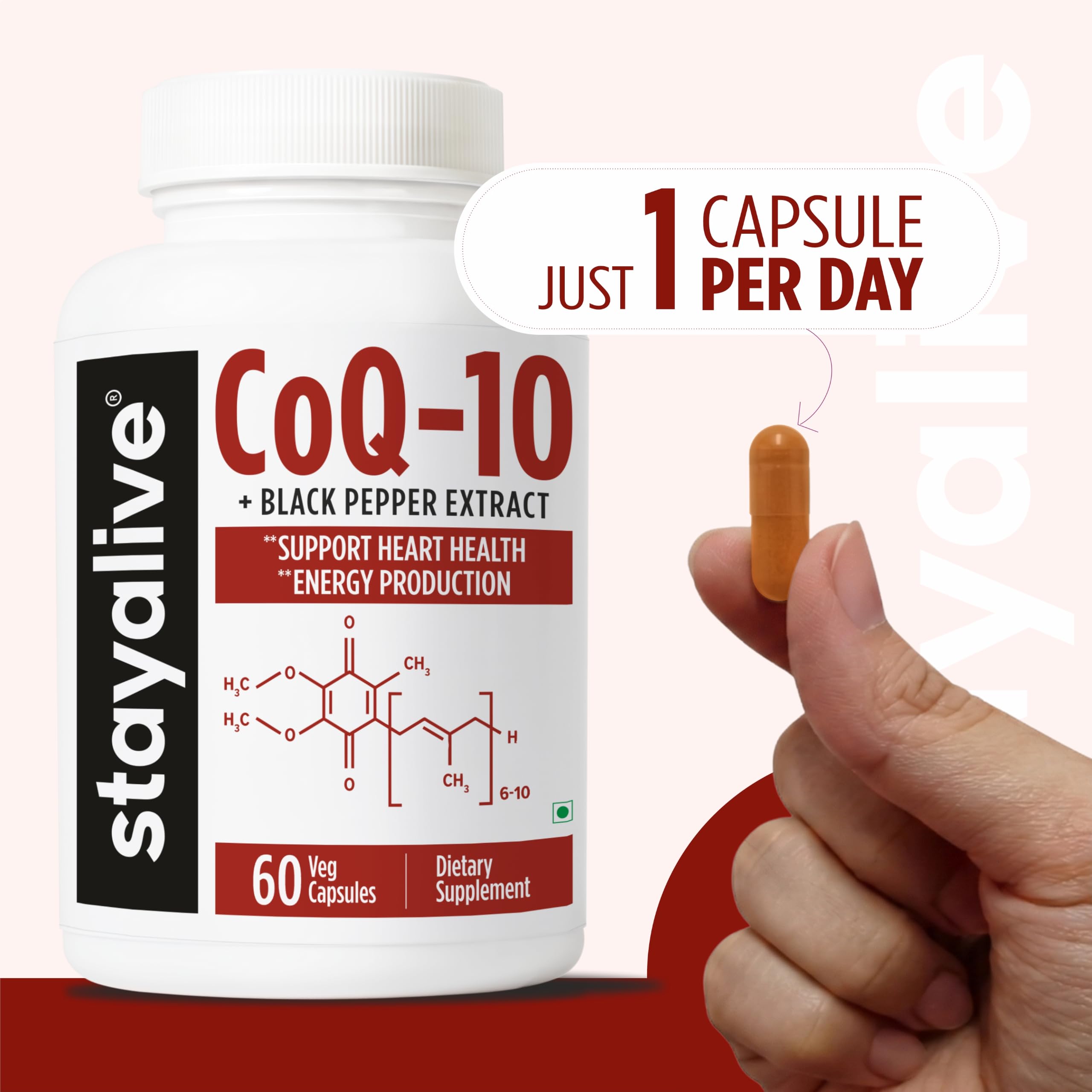 STAY ALIVE CoQ10 Capsules 200mg w/Black Pepper Extract For Men's Fertility, Heart Health & Cellular Function | 60 Coenzyme Q10 Capsules | Non-GMO & Gluten-Free CoQ10 Supplement for Men & Women — Amazon image 8