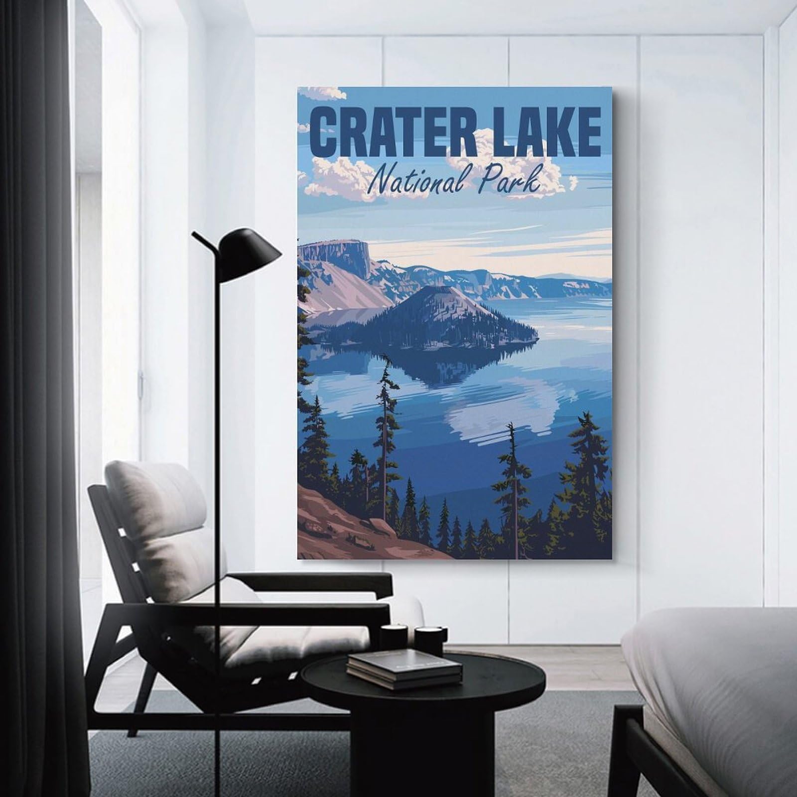 Junmoney Crater Lake National Park(2) Home Decor Wall Art 24x36inch(60x90cm), for Restful Interiors, Bedrooms Or Small Rooms, Decorative Wall Art for Cosy Rooms