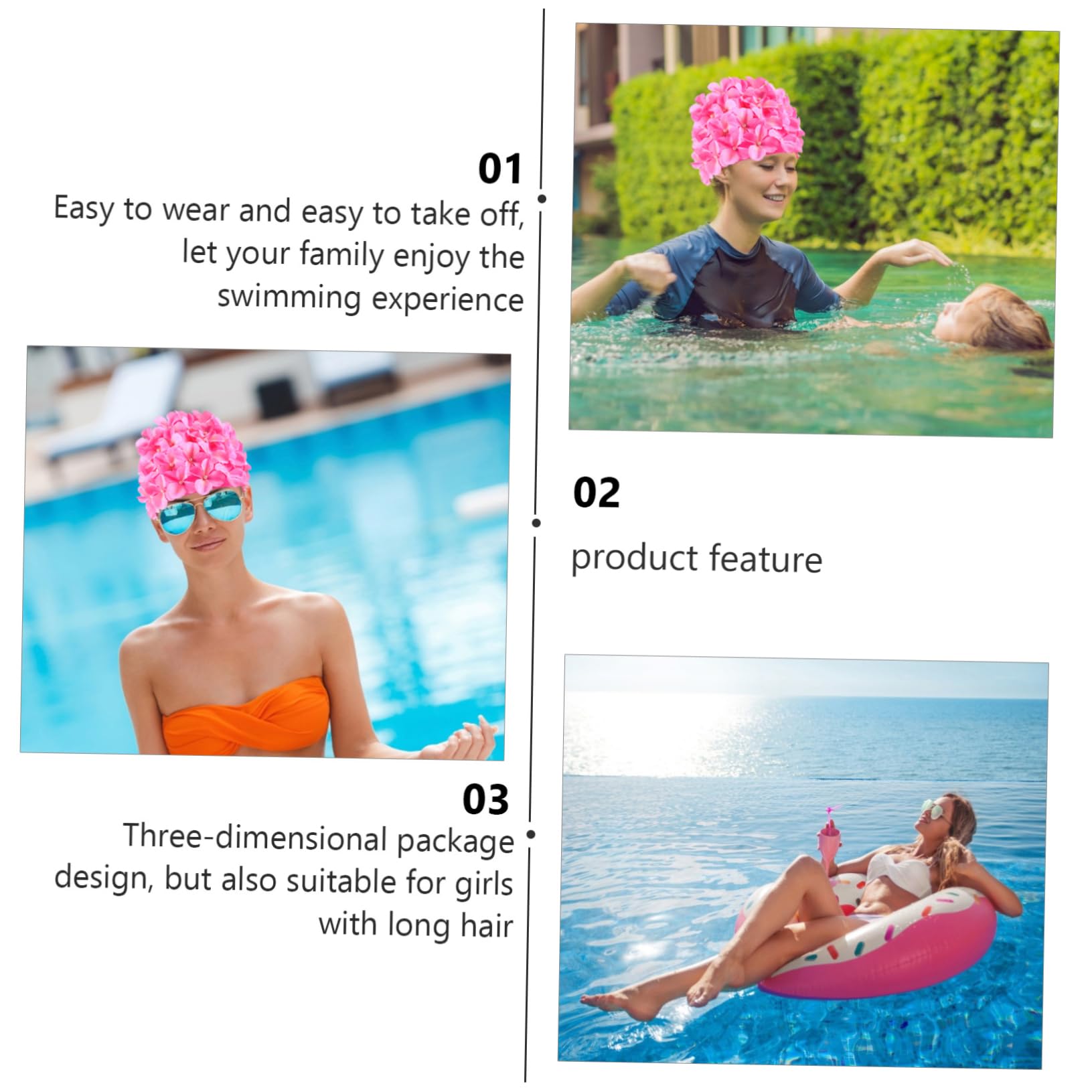 INOOMP 10stücke Hawaiianische Blumen Badekappe Für Frauen Handgemachte wasserdichte Haarpflege-schwimmkappe Für Lange Haare Ermüdung Und Schützt Das Haar