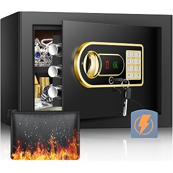 Mejasg 25L Safe Fireproof with Fireproof Waterproof Wallet, Small Safe with Removable Shelf &amp; External Battery Compartment, W