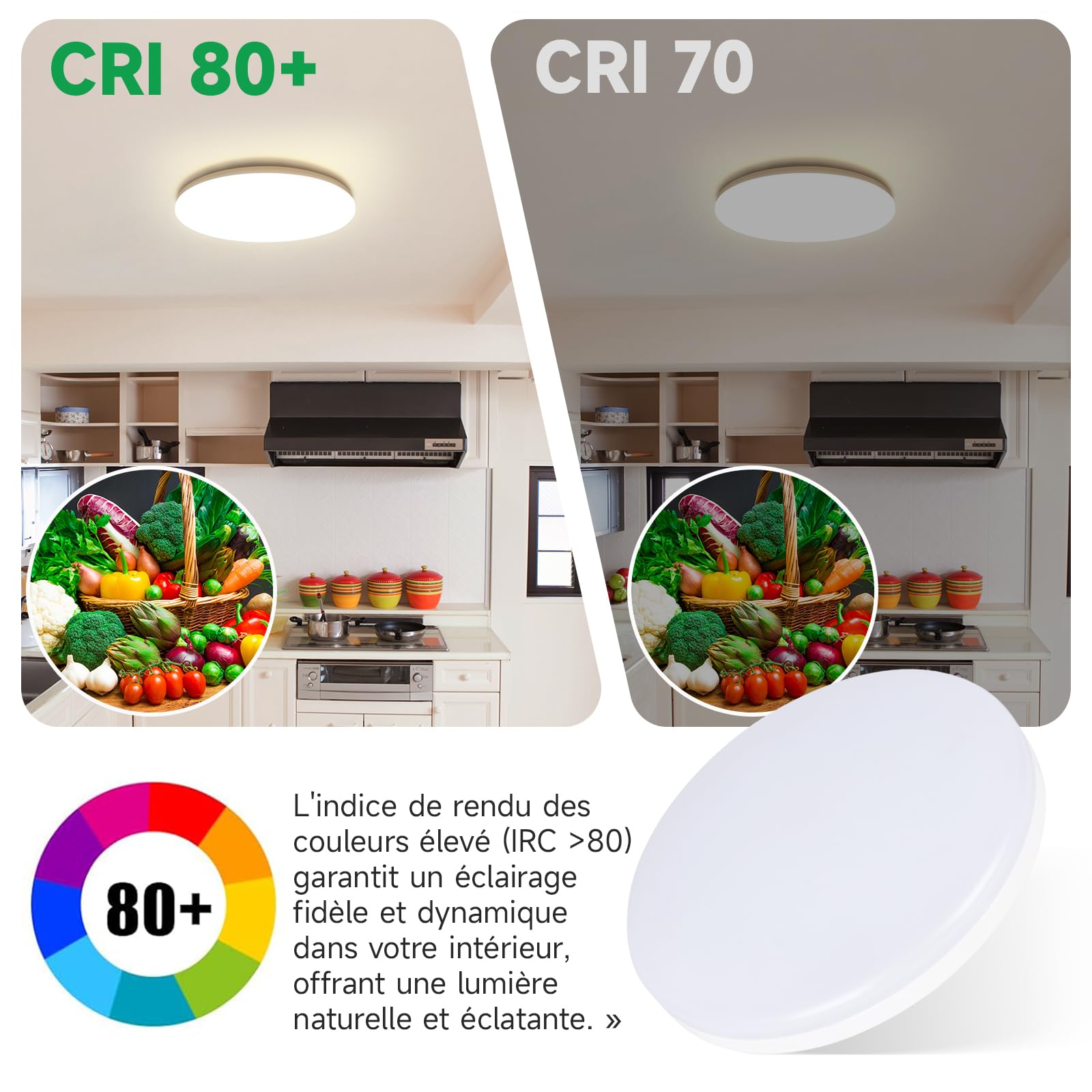 Plafonnier LED Salle de Bain LED 2-Pack | IP65 Étanche 17W 2335lm (150W) | 3000K Blanc Chaud Ø22cm