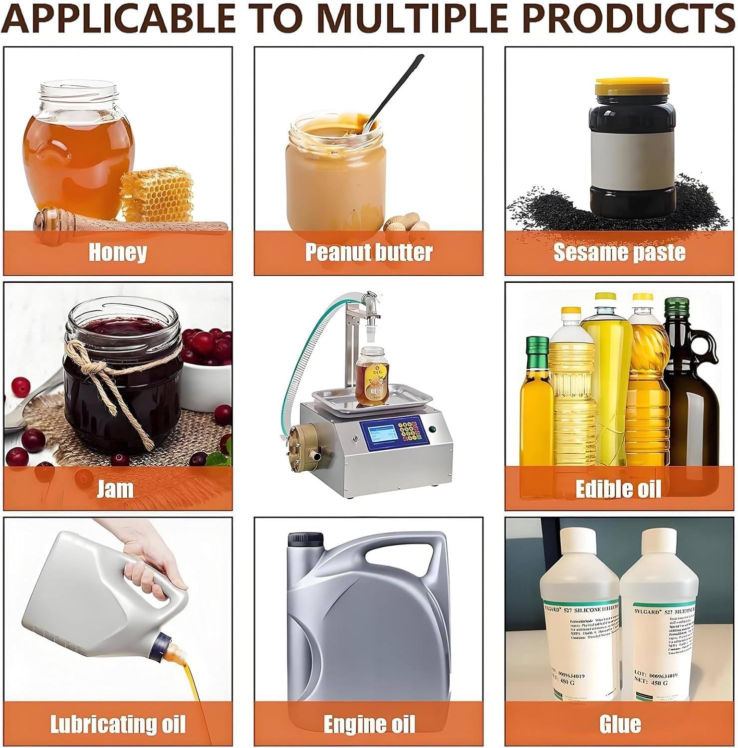 Riempitrice di liquidi per liquidi viscosi, controllo digitale, tara automatica, antigoccia, acciaio inossidabile, riempimento preciso per miele, olio, marmellata fino a 10 kg