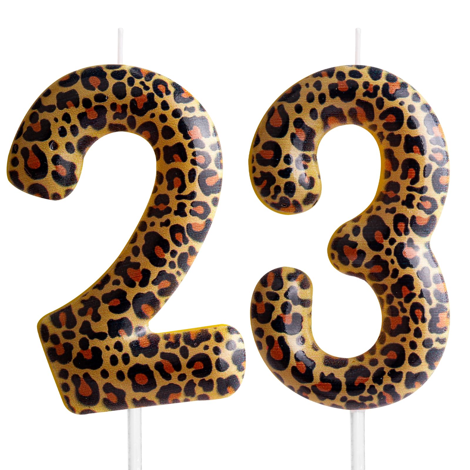 Yiran Leopard Print Birthday Candles Number 21, Realistic Leopard Printing Birthday Number Candles, Wild Onez Zoo Animals Themed Candle Cake for Boys and Girls Gifts Anniversary Party Supplies — view 20