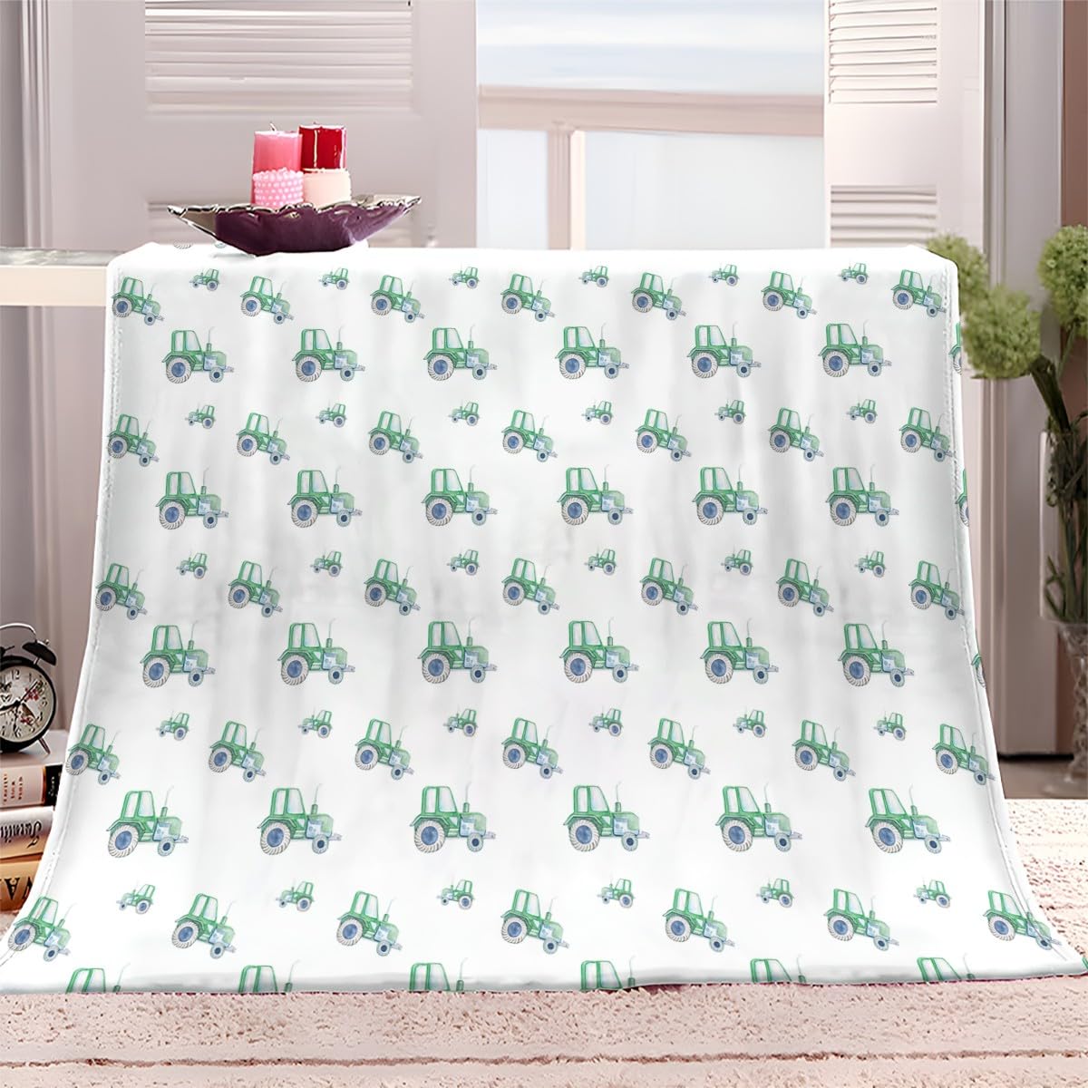 Couverture Polaire Tracteur De Dessin Animé 220x240 cm Couverture Plaid pour Lits, Canapés, Chaises et Divans, Couverture Sherpa Chaude Douce, pour Toutes Les Saisons