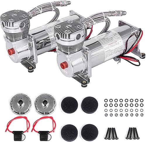 Compresor de Aire de 200 PSI 1/4 NPT de Servicio Pesado para Tren/Camión/Coche 12V PLATA, Compresor de Suspensión de Aire para Tren de 1/4 NPT de