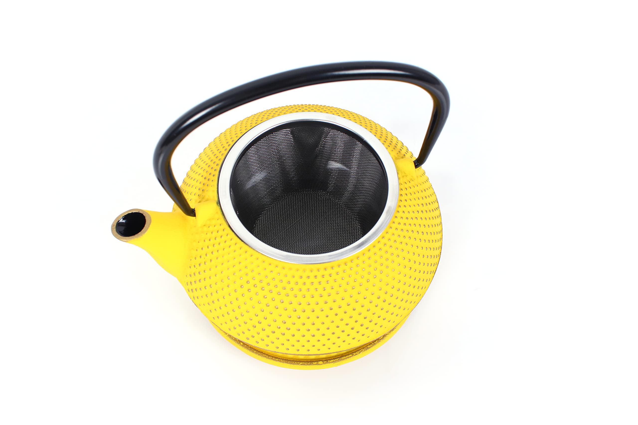 ECHTWERK Service à thé en fonte, théière 0,8 L avec passoire amovible, théière avec soucoupe, set de théières au design vintage pour la préparation de thé en vrac, jaune