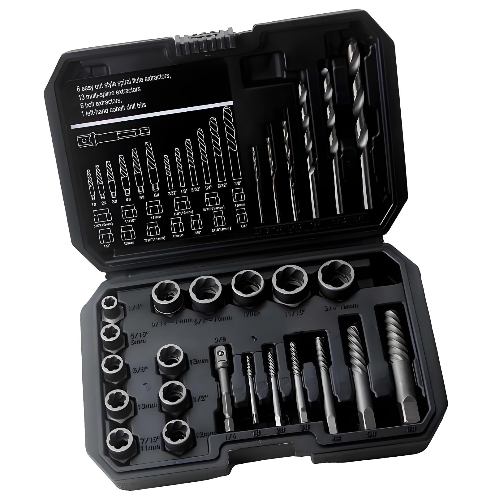 Fromceo Comprehensive 26Pcs Bolt Extractor Tool Set Suitable For Quick And Efficient Studs Screw Removal Auto Equipment Repair Screw Extractor Tool