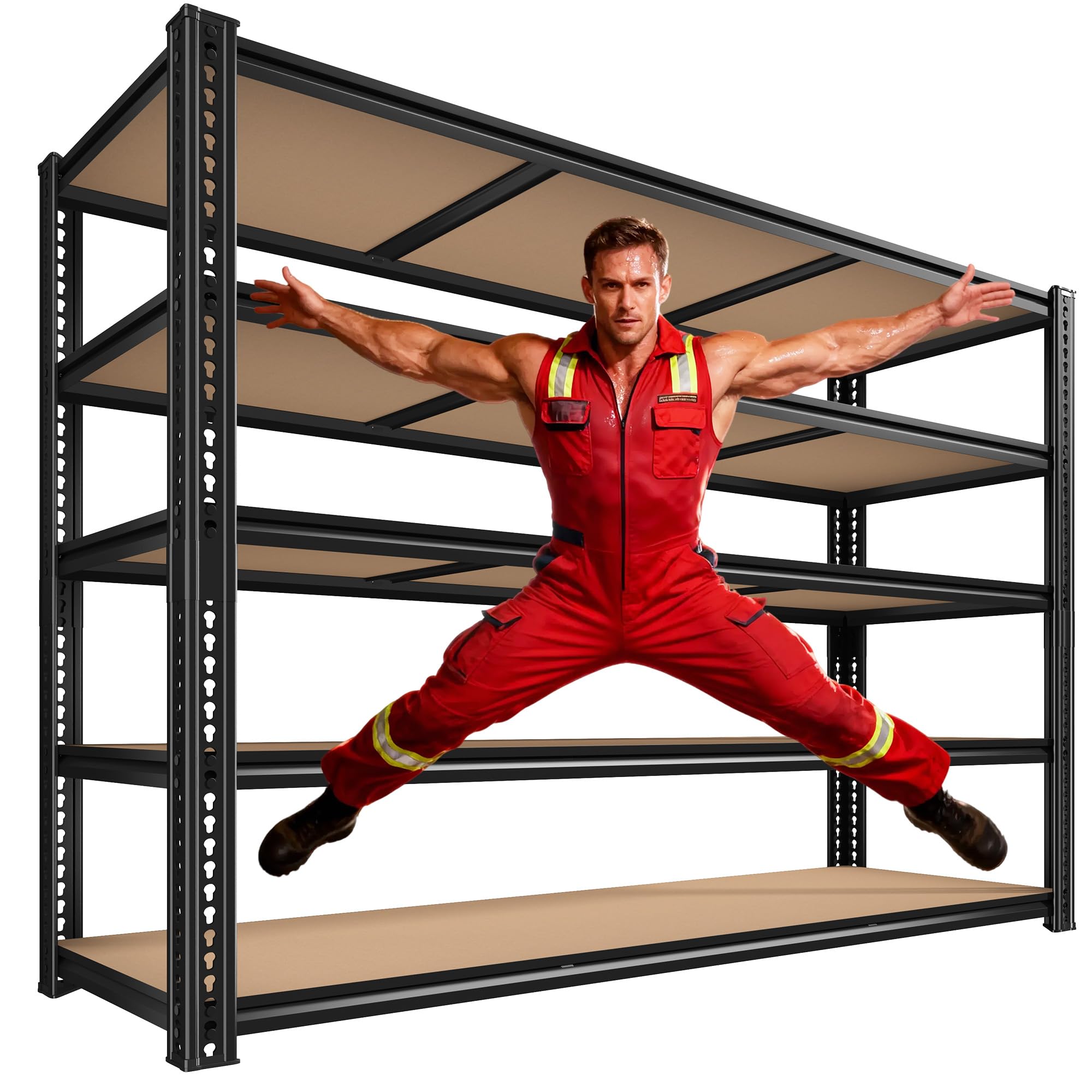 60" W Garage Shelving 72" H Metal Shelving 3500LBS Storage Shelves Heavy Duty 5 Tier Adjustable Shelving Unit for Storage Rack Pantry Shelf Commercial,60" W x 18" D x 72" H