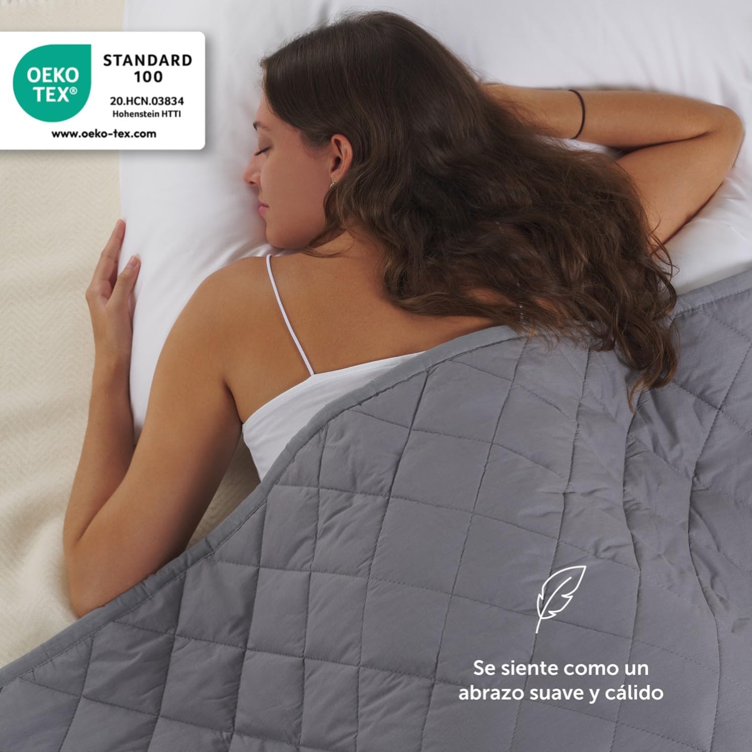 Blumtal manta lastrada 135x200 cm - Manta de relajación con material exterior 100% algodón - Manta lastrada 6kg - Manta terapéutica 135x200 con relleno de perlas de vidrio para dormir antiestrés