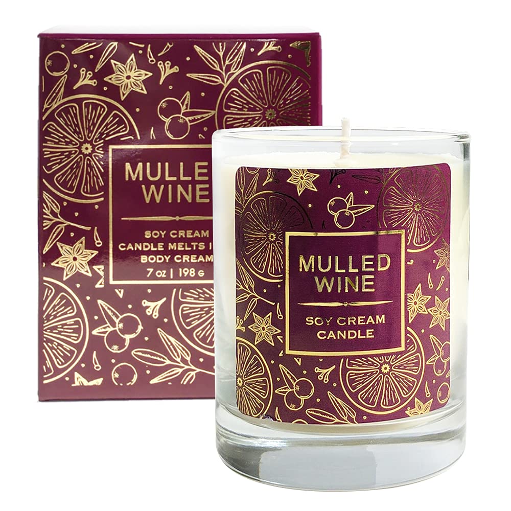 Mojo Spa Mulled Wine Soy Massage Candle | Melts Into a Luxurious Body Cream | 8oz Glass Jar