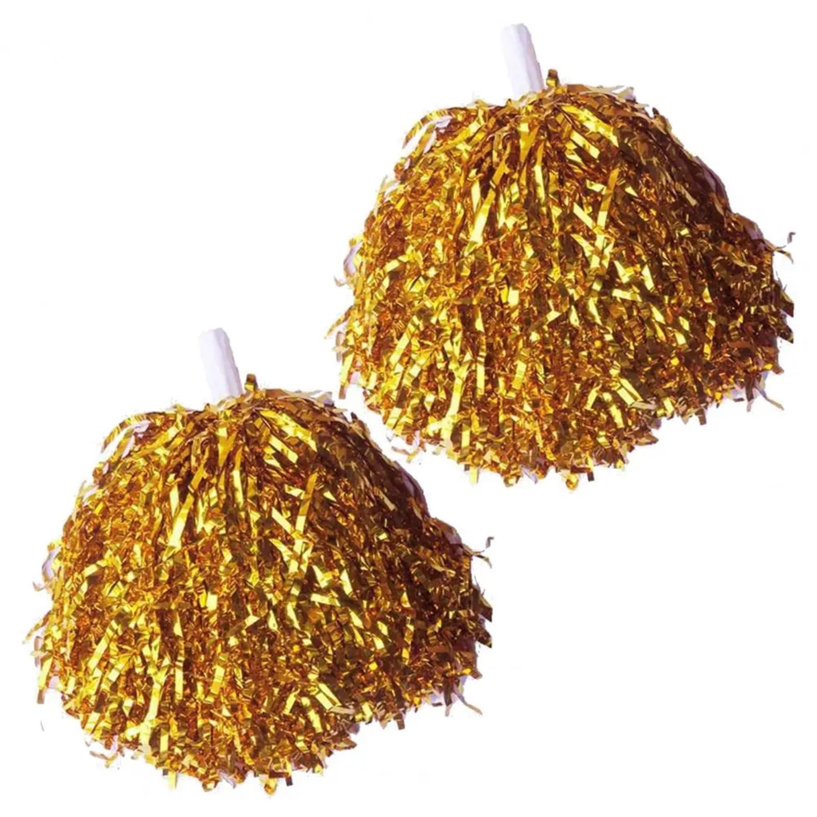 Lot de 40 pompons de pom-pom girl métalliques avec poignée antidérapante - Pompons de pom-pom girl - Pour événements sportifs, danses - Doré