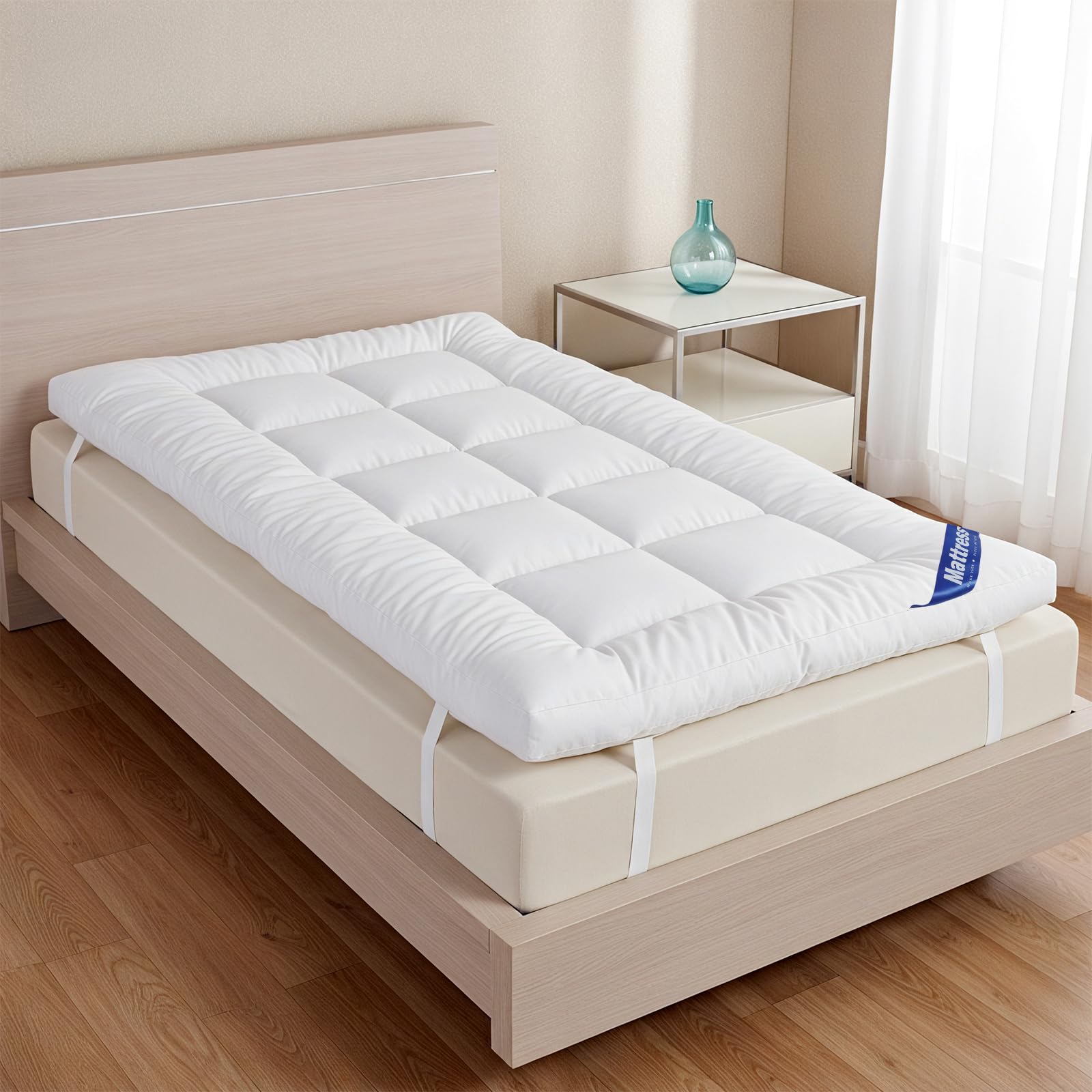 Panana Economy Single Mattress Topper, Hotel Quality Super Soft 6cm Thick 3FT Micro Fiber Bed Topper, Anti Allergenic,Pressure Relieving,90 x 190 x 6CM, White