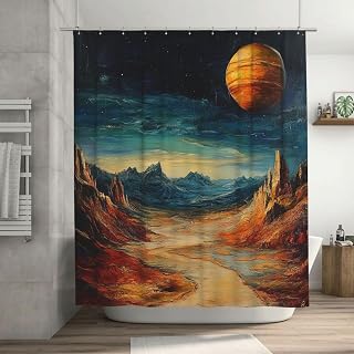Shower Curtain Shower Curtain Liner Bathroom Curtains with 12 Hooks Jupiter Landscape Shower Curtains Waterproof Shower Liner Cloth Long Curtain for Bathroom Bathtub