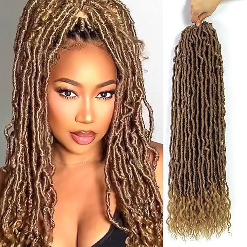 Miniatura 7 de Pelo sintético de ganchillo (26 pulgadas)  Rastas suaves de diosa con extremos rizados, pelo sintético bohemio de ganchillo para mujer, pre-enlazado