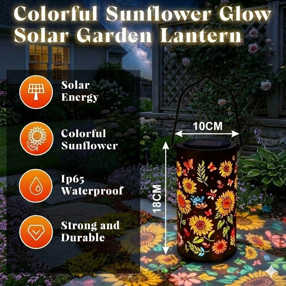 Colorful Sunflower Solar Garden Lantern,Sonnenblumen Solar Lantern im Freien wasserdicht IP65,Farolillos Solares Exterior,Lámpara de Girasol para Balcón Patio Escritorio Césped Camping Regalo