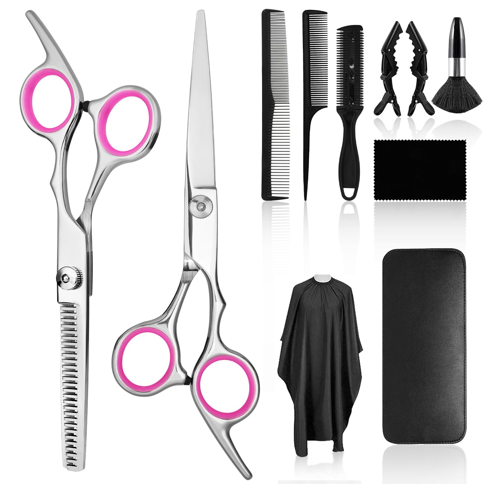 Flintronic 11Pcs Hairdressing Scissors, Professional Haircut Scissor Set, Stainless Steel Thinning Scissors