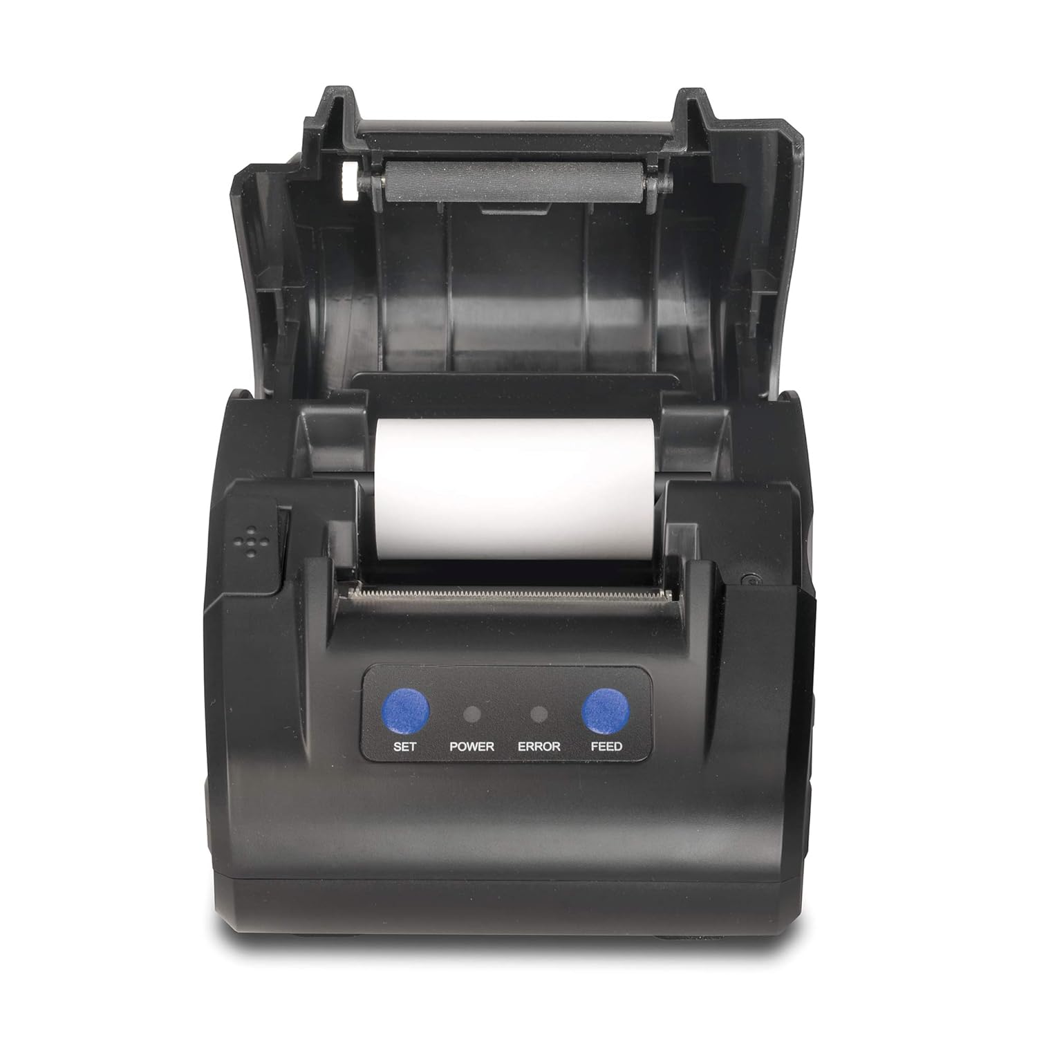 Safescan TP-230 with lid open and paper roll