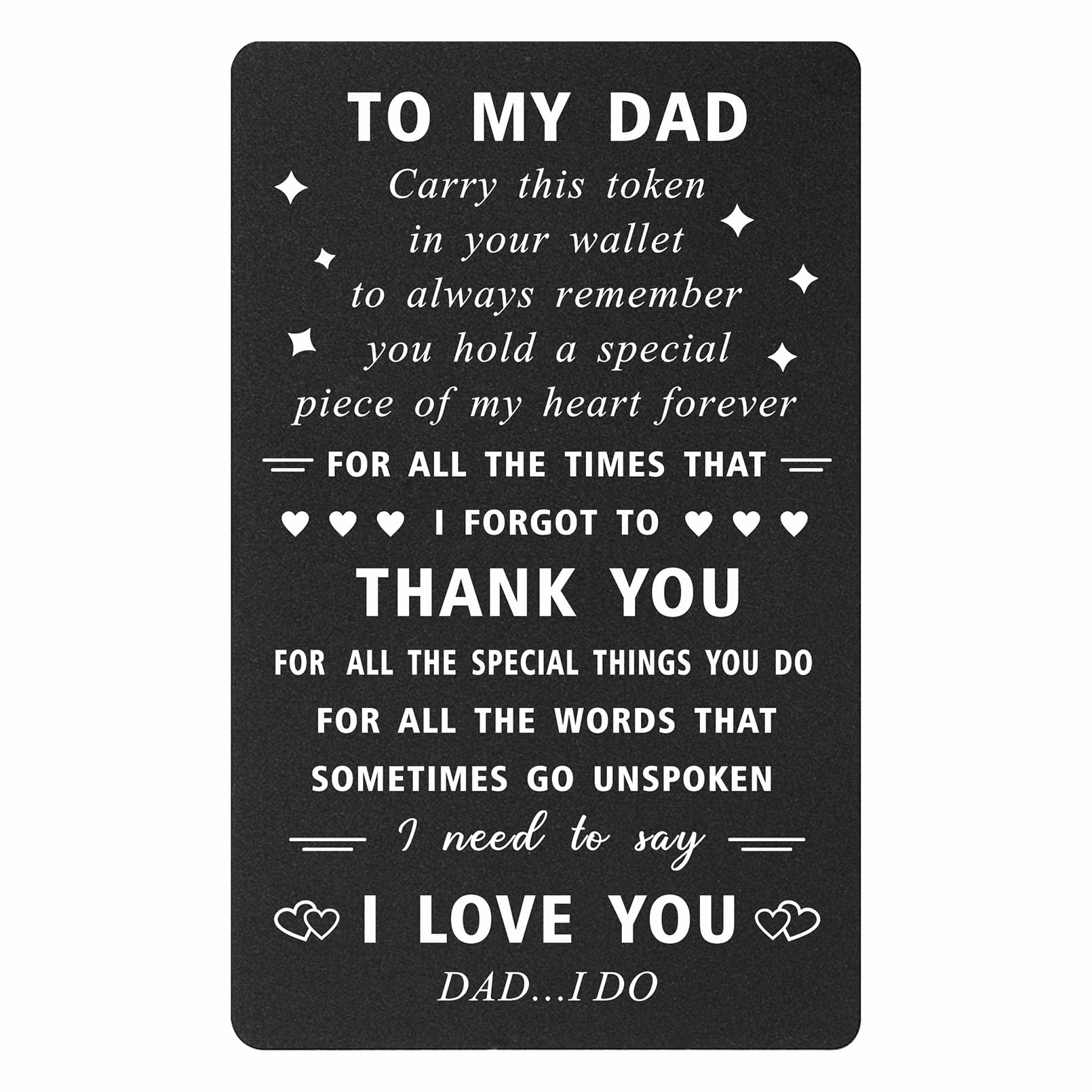 ENGZHI Unique Gifts for Dad Wallet Card - Thank You, I Love You - Daddy Birthday Card from Daughter Son, Fathers Day Gift Ideas, Christmas
