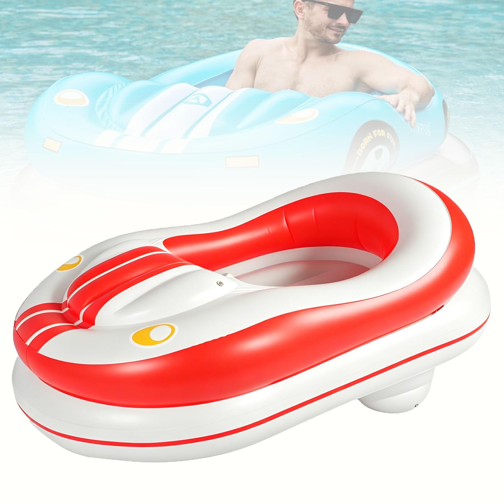 Tumbona motorizada para Piscina para Adultos, Flotador Hinchable eléctrico Tipo Coche de Choque, Velocidad de 2 a 4 km/h, para Fiestas de Verano y reuniones Familiares. Red