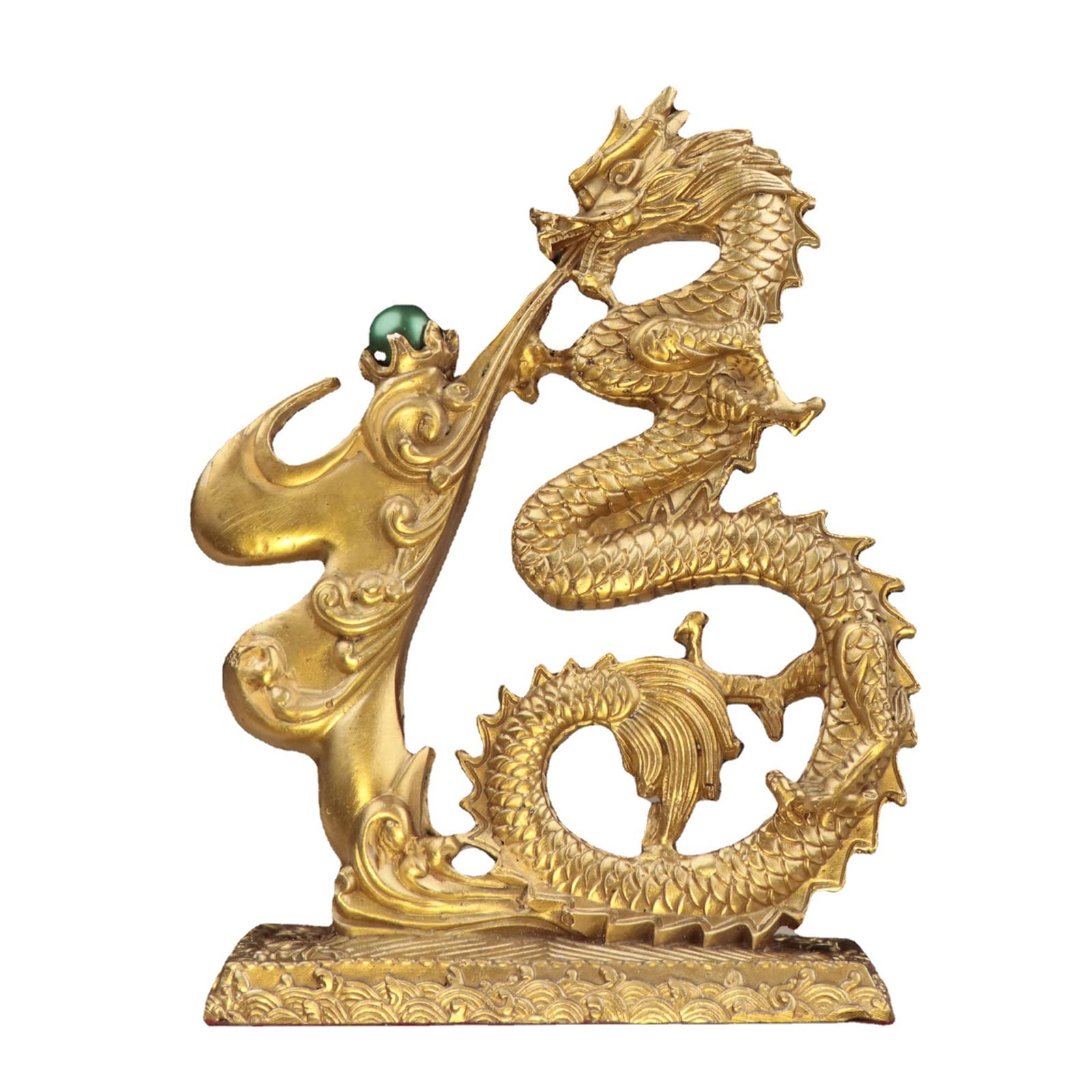 Statue de dragon chinois en laiton RAKKYO sculptée pour décoration Feng Shui de bureau