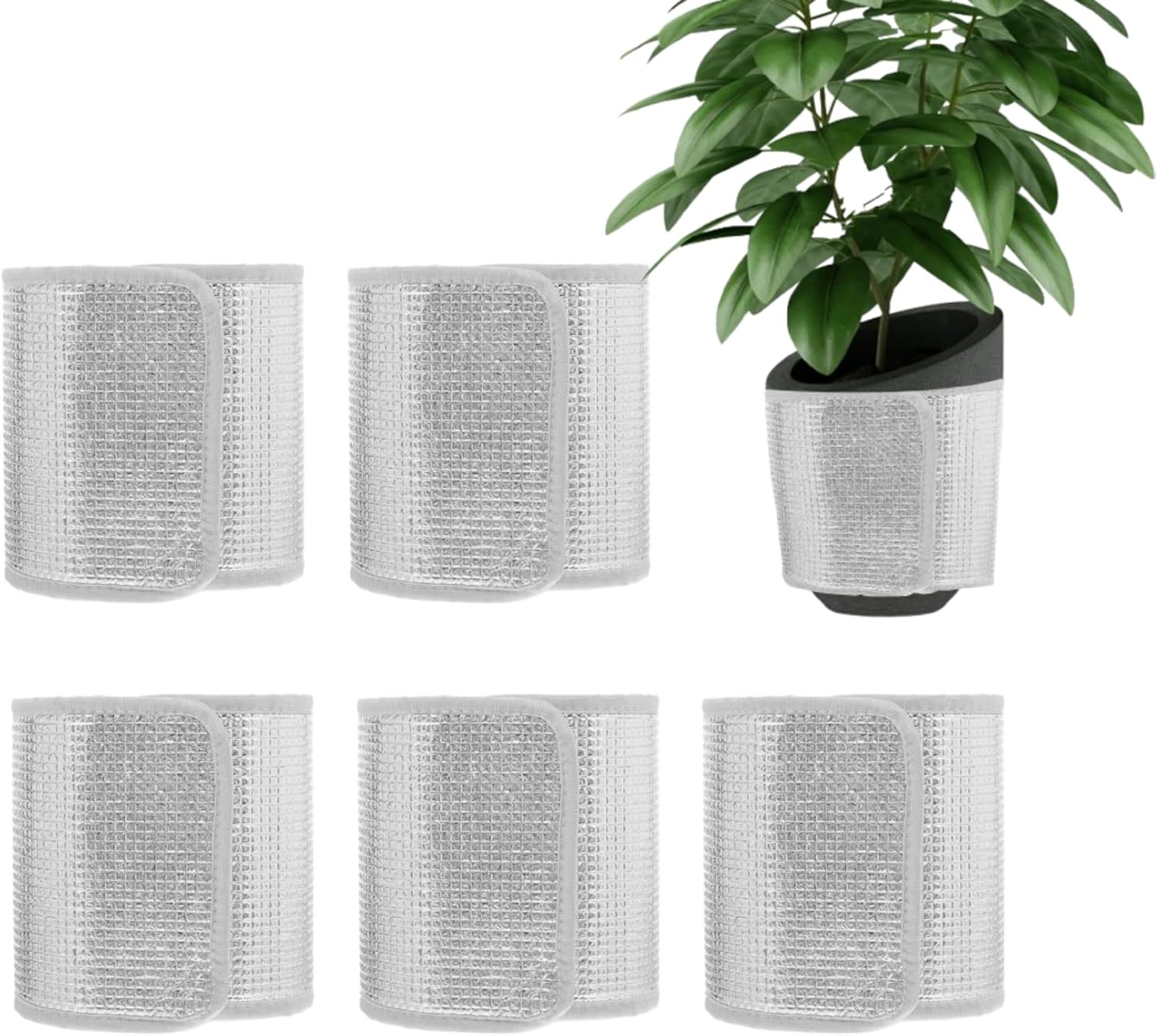 POPETPOP 5 Pcs Flower Pot Covers Thermal Insulation Wraps with Double Foil Layer for Outdoor Indoor Plant Freeze Protection Reusable Plant Pot Warm Covers 33.46X9.84In